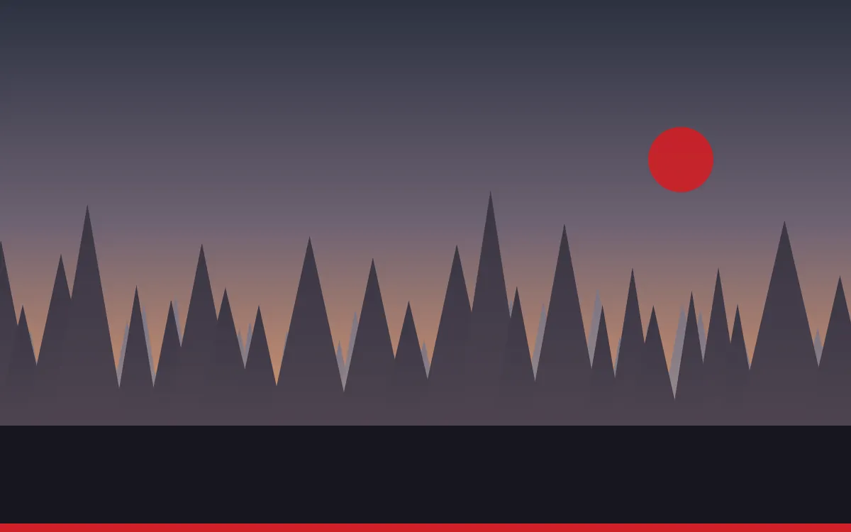 Illustration of the East Texas piney woods at dusk