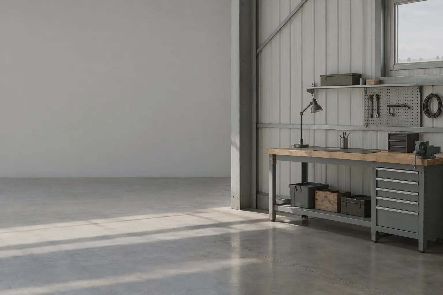 A quiet corner inside a Thrust Flight hangar