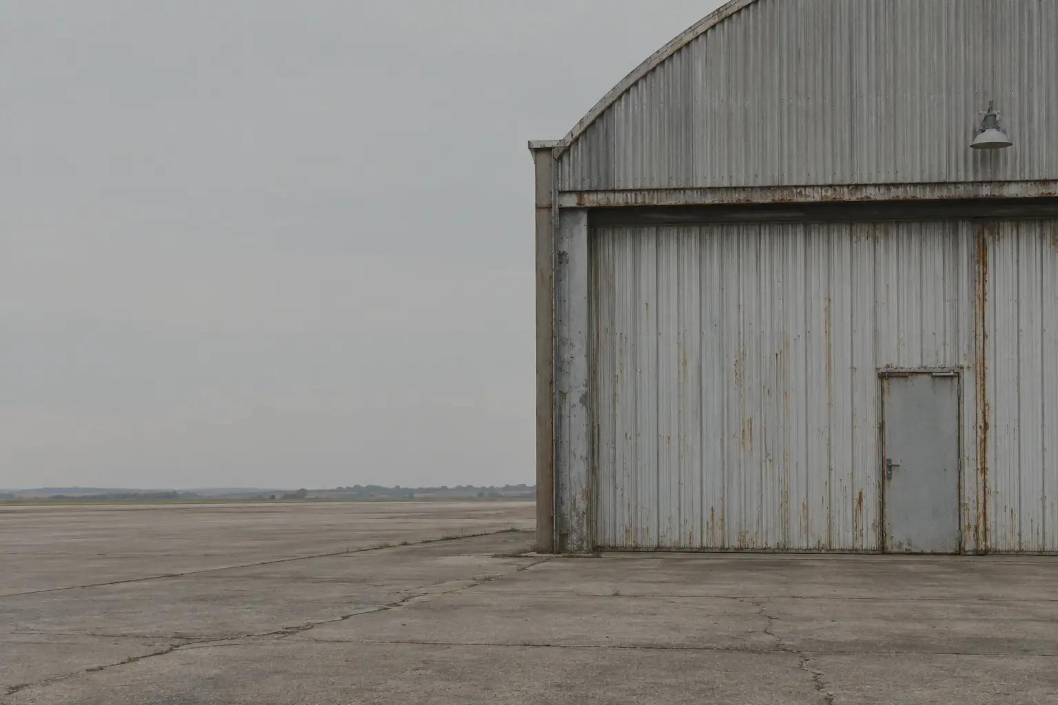 A weathered hangar exterior