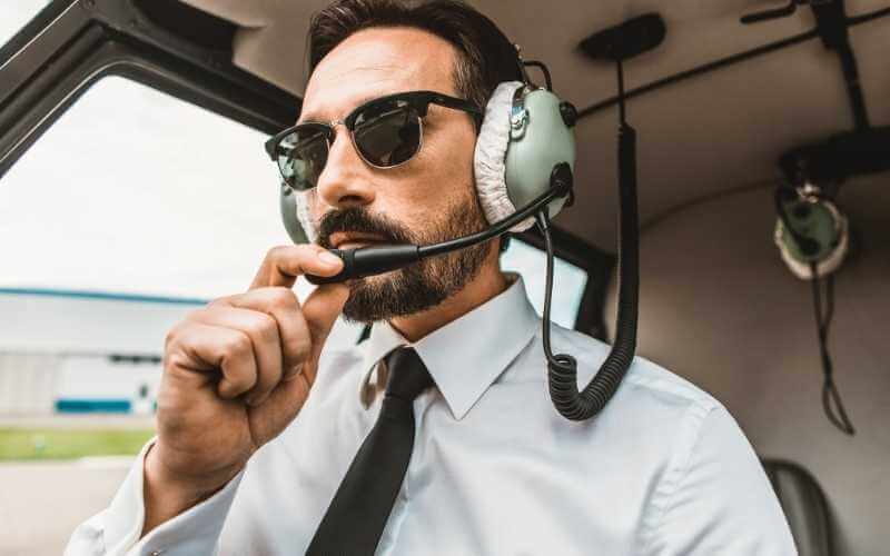 Pilot wearing sunglasses