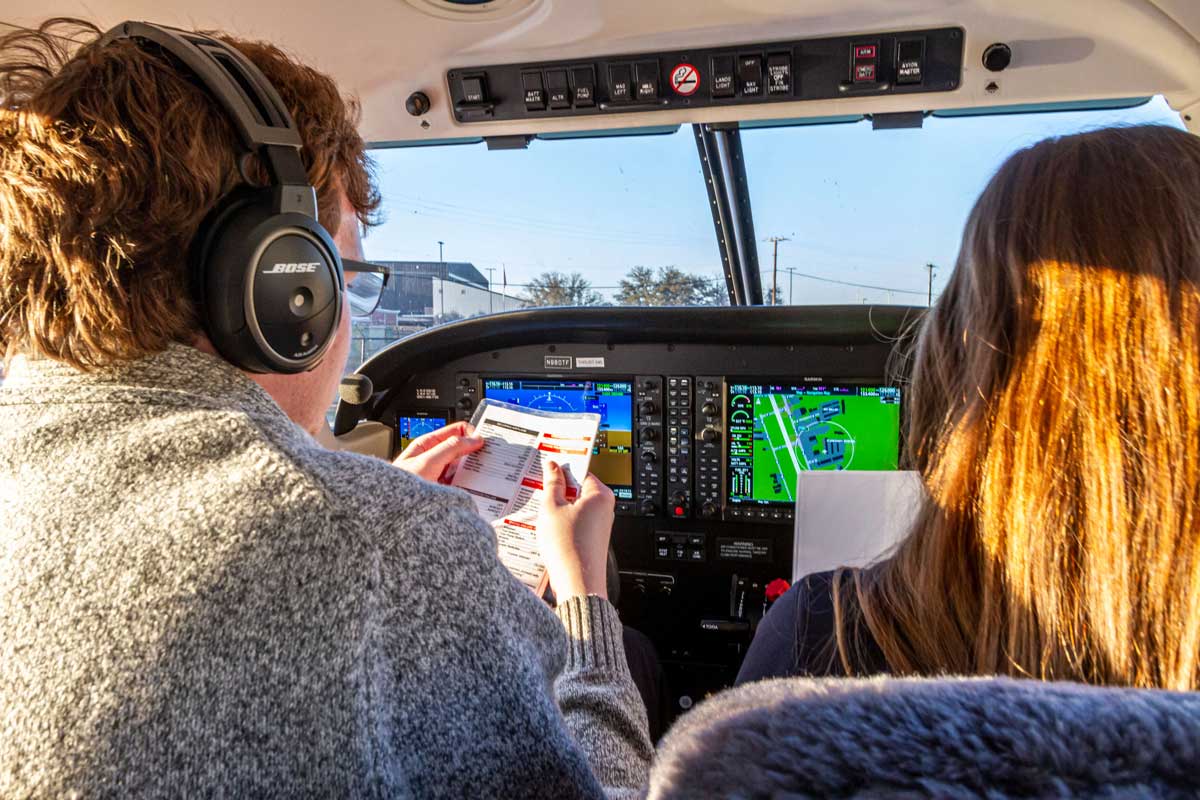 Instructor going over the preflight checklist