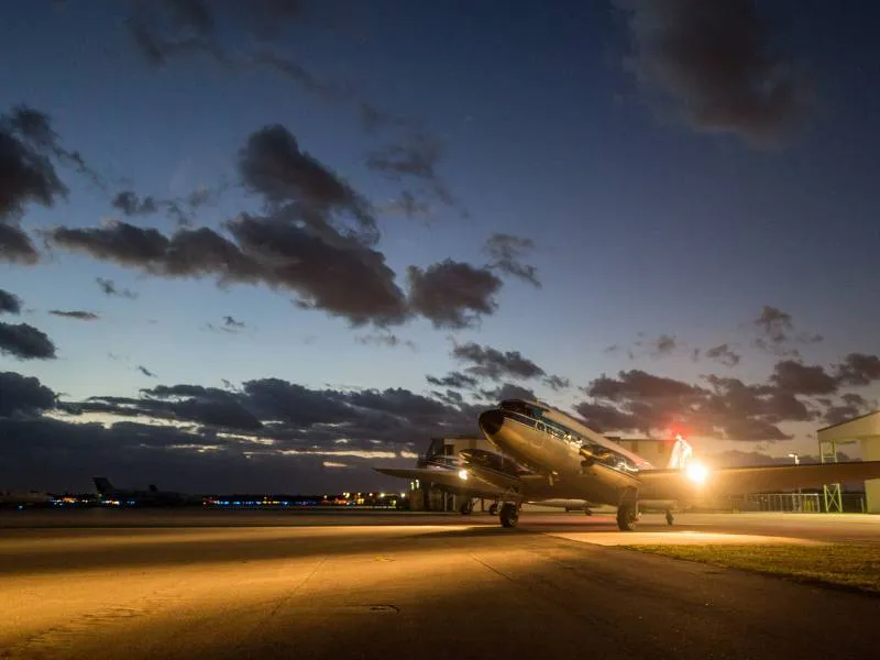 Airplane lights on